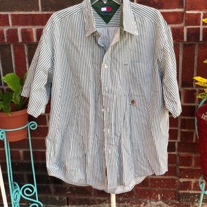 Tommy Hilfiger Short Sleeve green striped button